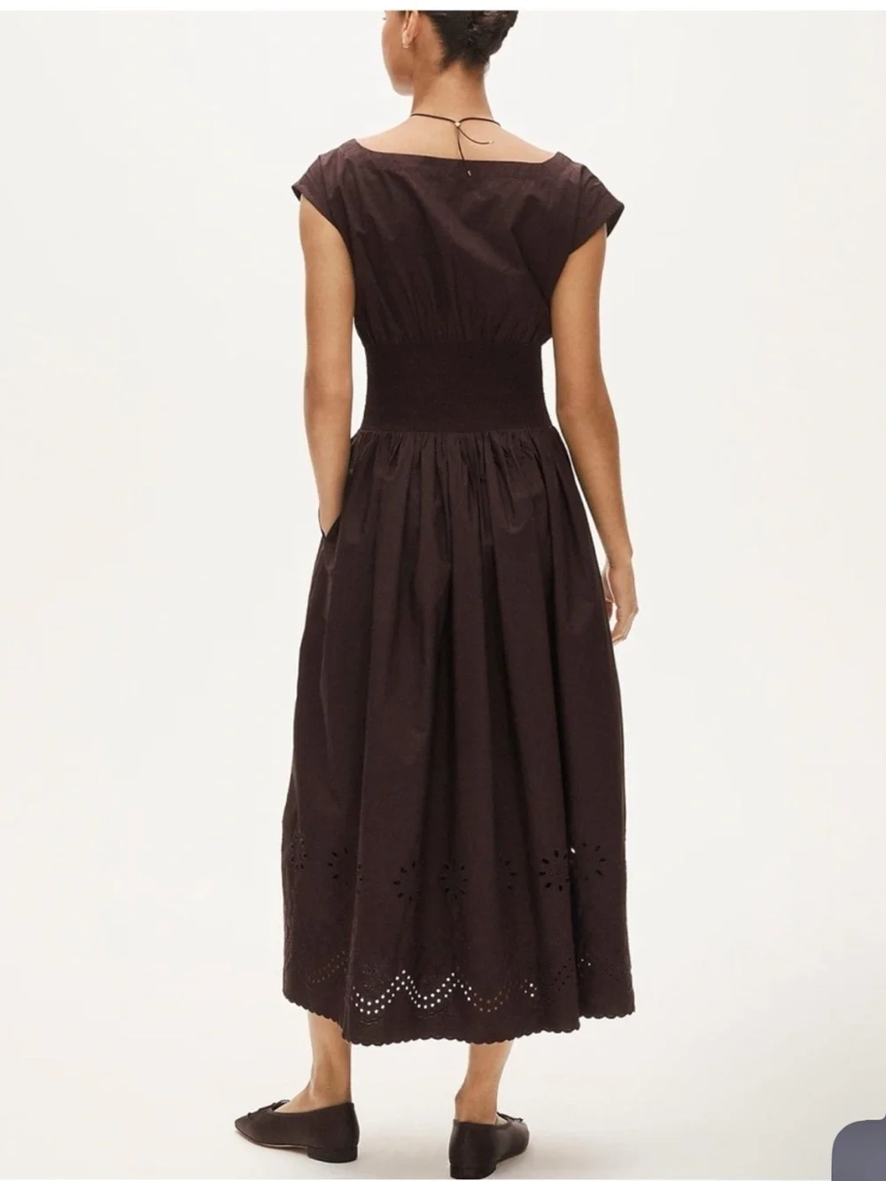 NWOT J Crew Smocked Eyelet Hem Dress in Cotton Poplin